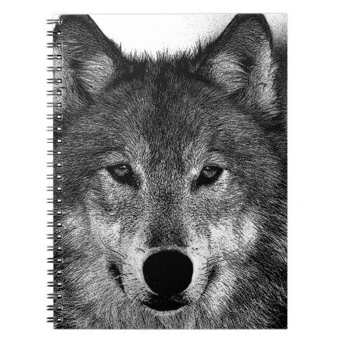 Black  White Wolf Artwork Notebook