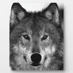 Black & White Wolf Artwork Plaque