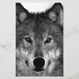 Black & White Wolf Artwork Stationery