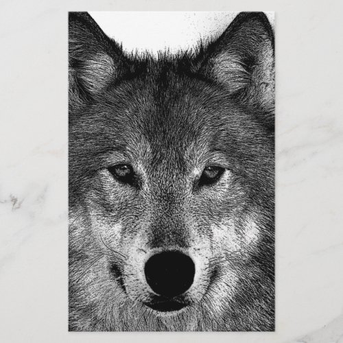 Black  White Wolf Artwork Stationery