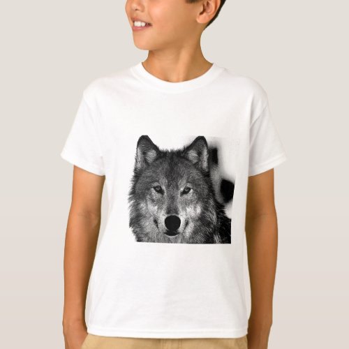 Black  White Wolf Artwork T_Shirt