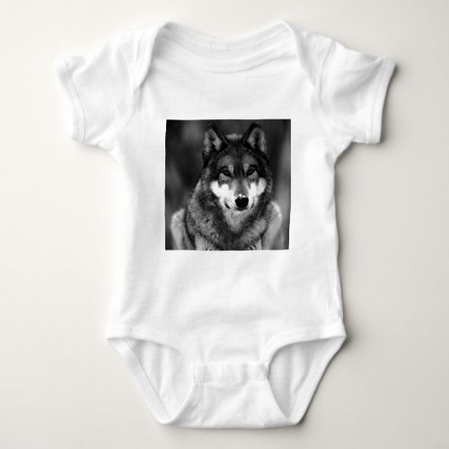 Black  White Wolf Baby Bodysuit
