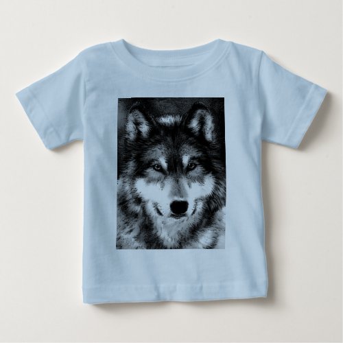 Black  White Wolf Baby T_Shirt
