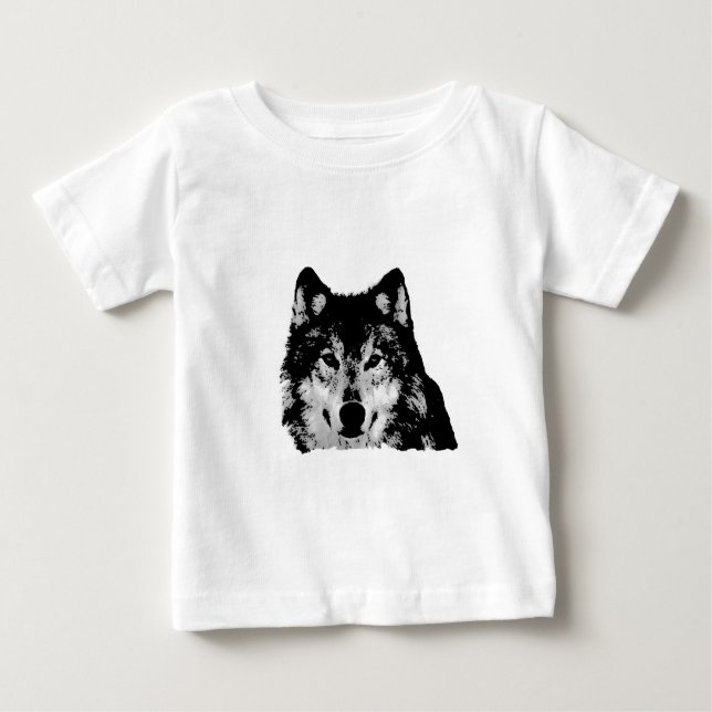 Black & White Wolf Baby T-Shirt (Front)