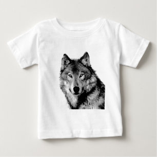 Black & White Wolf Baby T-Shirt
