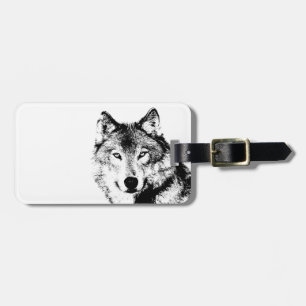 Black & White Wolf Bag Tag