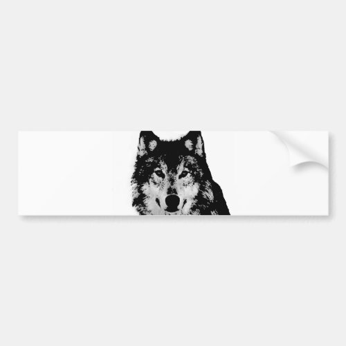Black  White Wolf Bumper Sticker