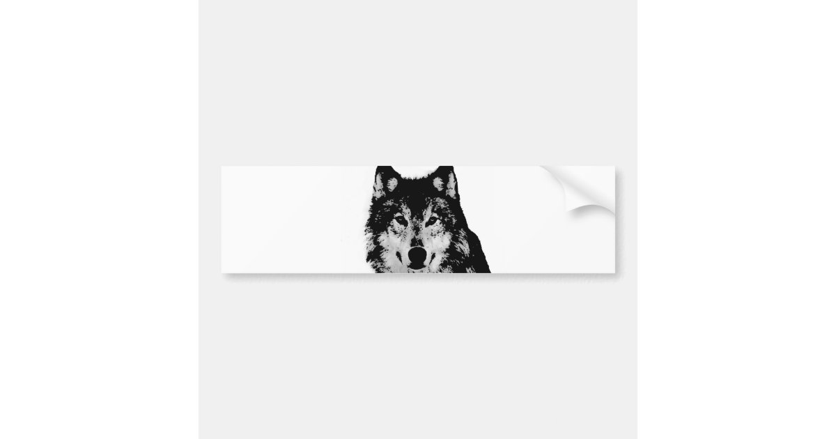 Black & White Wolf Bumper Sticker Zazzle