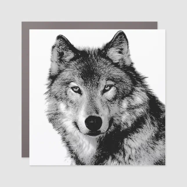 Black & White Wolf Car Magnet | Zazzle