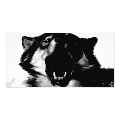 Black  White Wolf Card