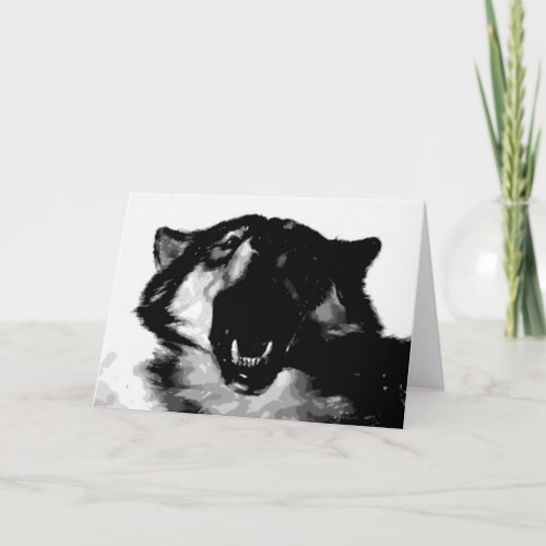 Black  White Wolf Card