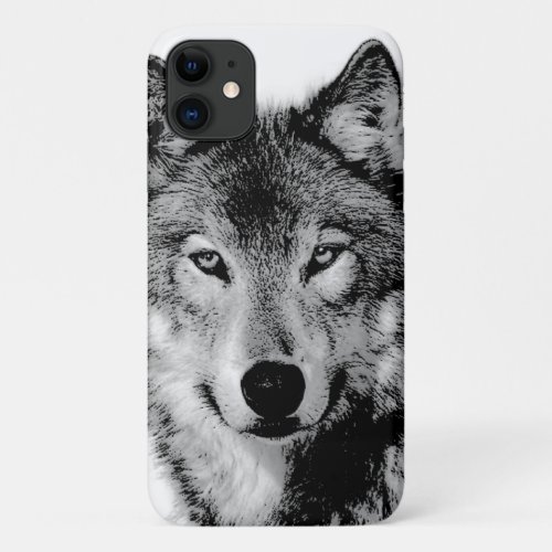 Black  White Wolf iPhone 11 Case