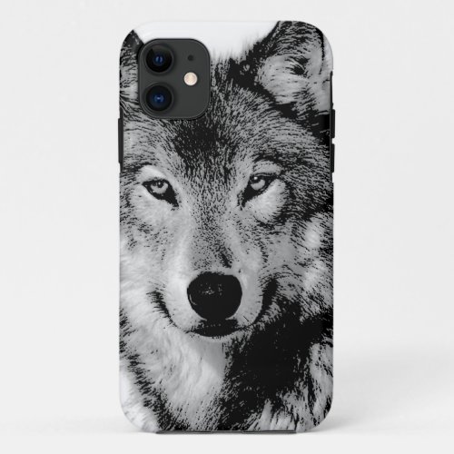 Black  White Wolf iPhone 11 Case
