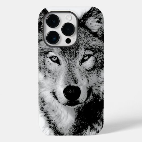 Black  White Wolf Case_Mate iPhone 14 Pro Case