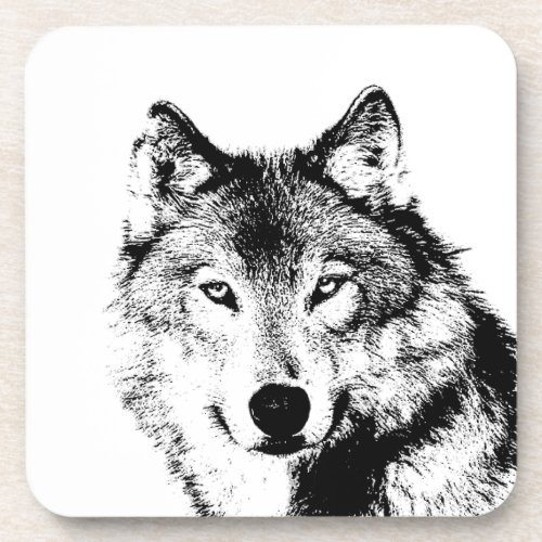 Black  White Wolf Coaster