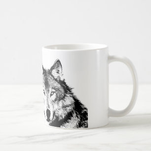 Black & White Wolf Coffee Mug
