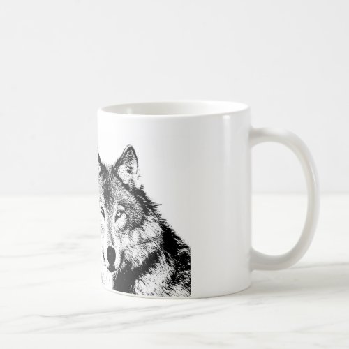 Black  White Wolf Coffee Mug