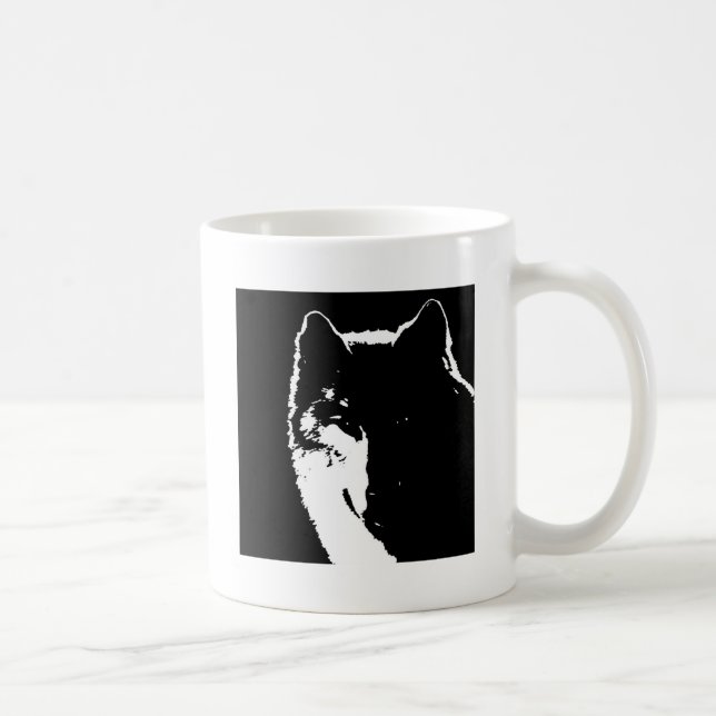 Black & White Wolf Coffee Mug (Right)