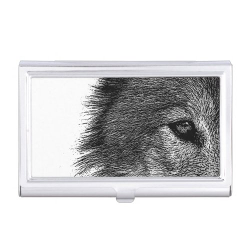 Black  White Wolf Eye Artwork Business Card Case