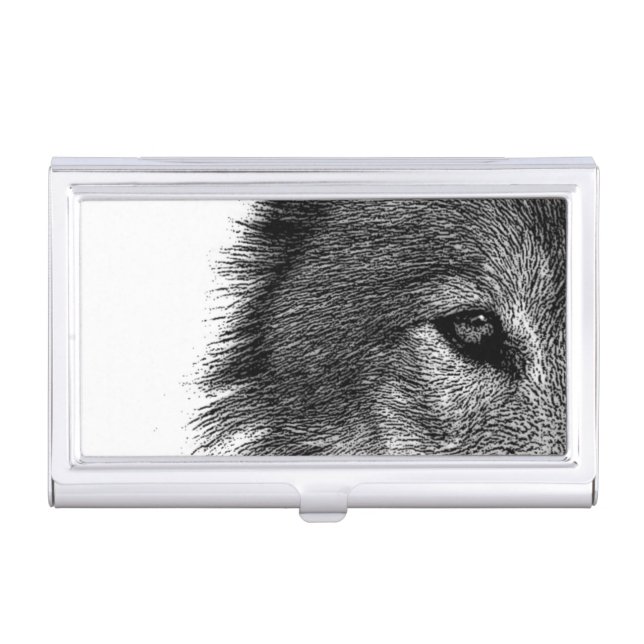Black & White Wolf Eye Artwork Business Card Case (Front)
