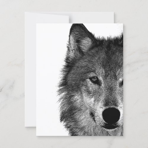 Black  White Wolf Eye Artwork Card