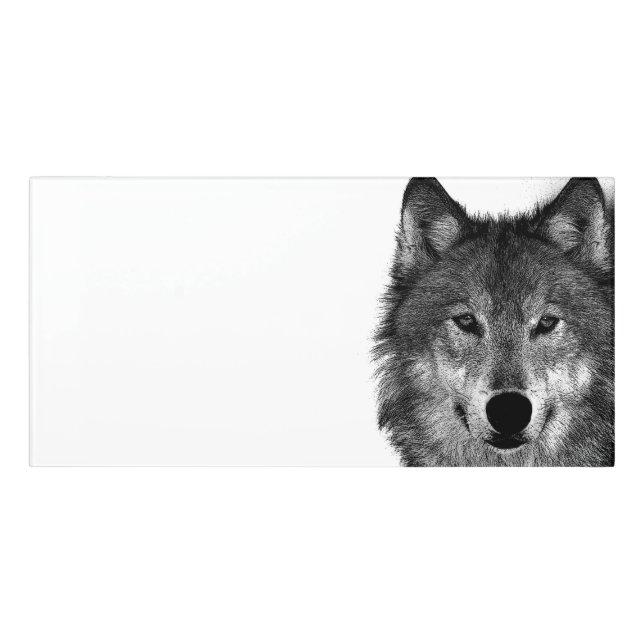 Black & White Wolf Eye Artwork Door Sign (Classic Front)