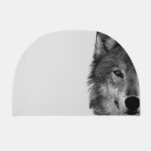 Black  White Wolf Eye Artwork Doormat