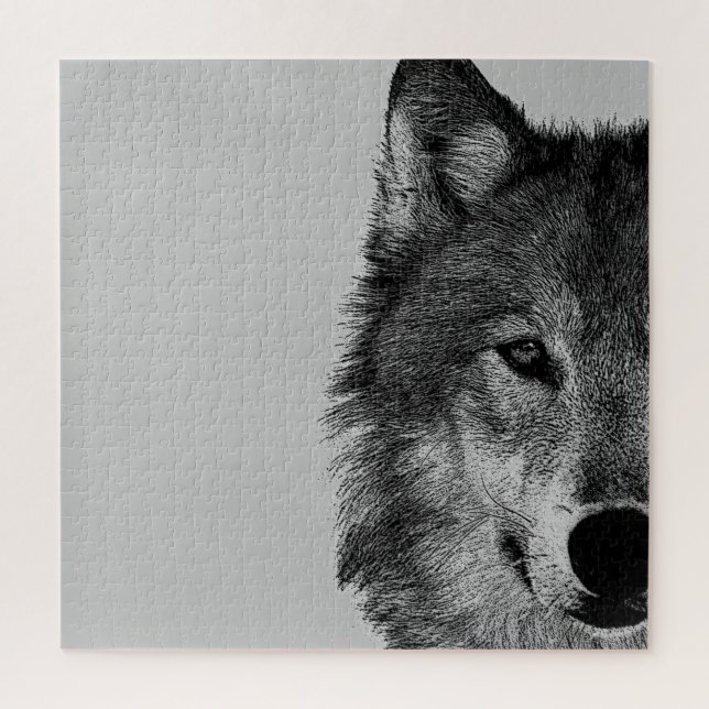 Black & White Wolf Eye Artwork Jigsaw Puzzle (Vertical)