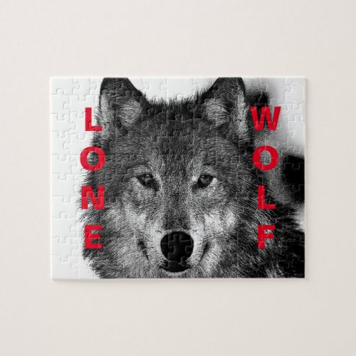 Black  White Wolf Eye Artwork Jigsaw Puzzle