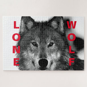 Black & White Wolf Eye Artwork Jigsaw Puzzle