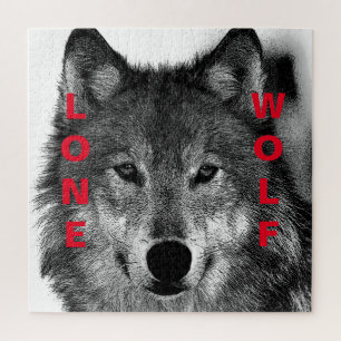 Black & White Wolf Eye Artwork Jigsaw Puzzle