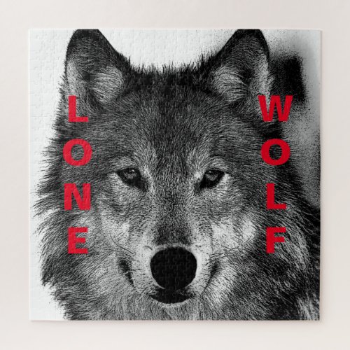 Black  White Wolf Eye Artwork Jigsaw Puzzle