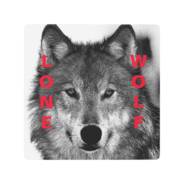 Black & White Wolf Eye Artwork Metal Print (Front)