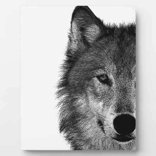 Black  White Wolf Eye Artwork Plaque