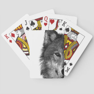 Black & White Wolf Eye Artwork Poker Cards