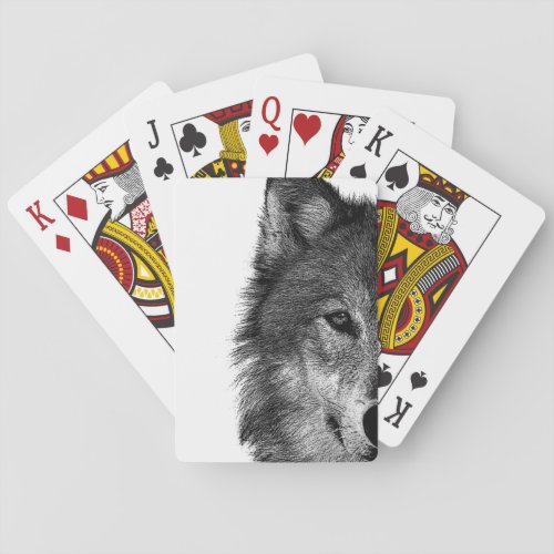 Black  White Wolf Eye Artwork Poker Cards