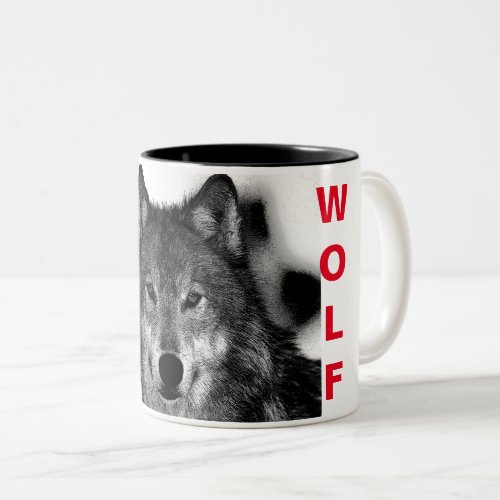 Black  White Wolf Eye Artwork Two_Tone Coffee Mug