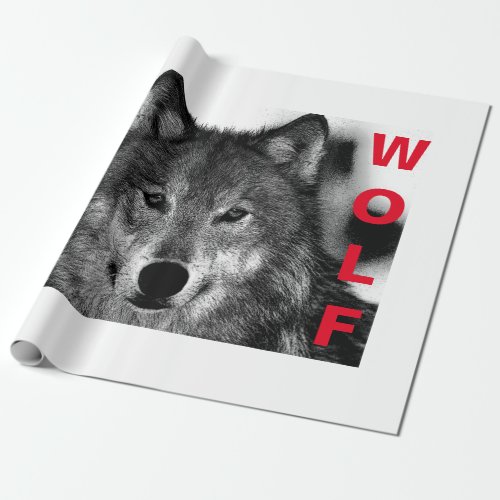 Black  White Wolf Eye Artwork Wrapping Paper