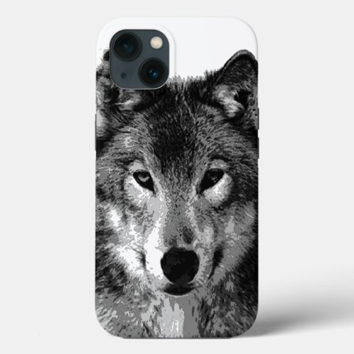 Black  White Wolf Eyes iPhone 13 Case