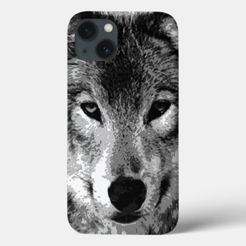Black  White Wolf Eyes iPhone 13 Case