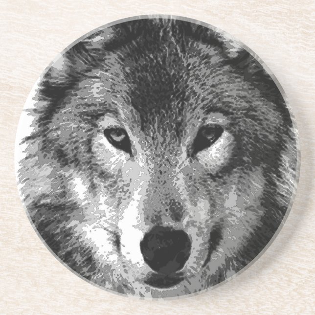 Black & White Wolf Eyes Coaster (Front)