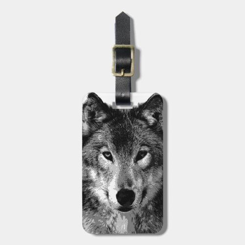 Black  White Wolf Eyes Luggage Tags