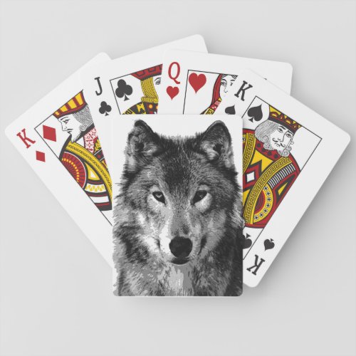 Black  White Wolf Eyes Playing Cards
