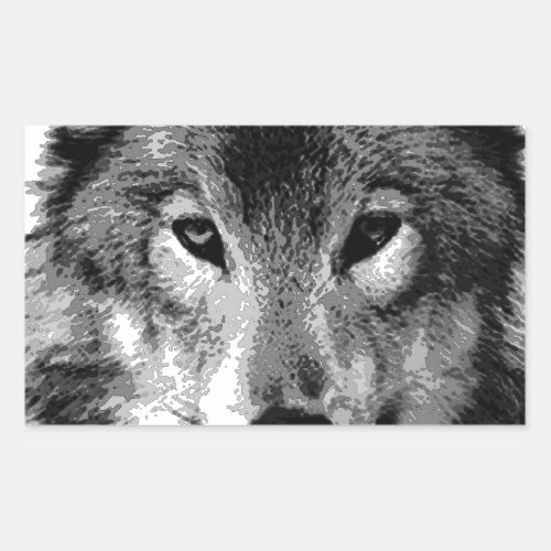 Black  White Wolf Eyes Rectangular Sticker
