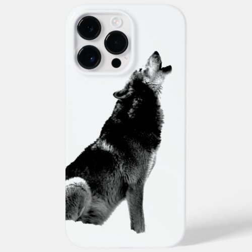 Black  White Wolf Howling at Moon Case_Mate iPhone 14 Pro Max Case