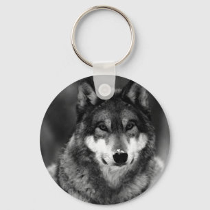 Black & White Wolf Keychain