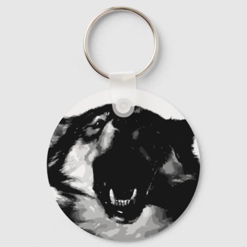 Black  White Wolf Keychain