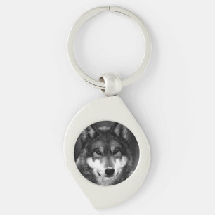 Black & White Wolf Keychain