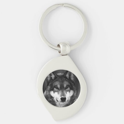 Black  White Wolf Keychain