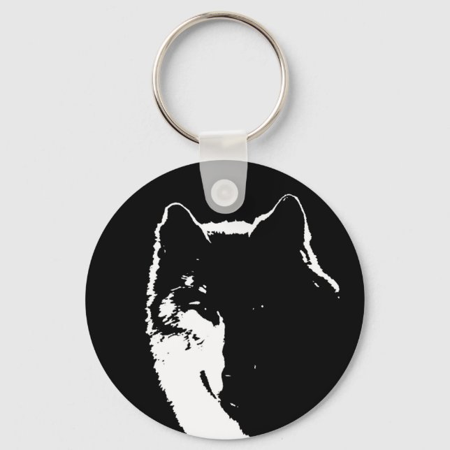 Black & White Wolf Keychain (Front)
